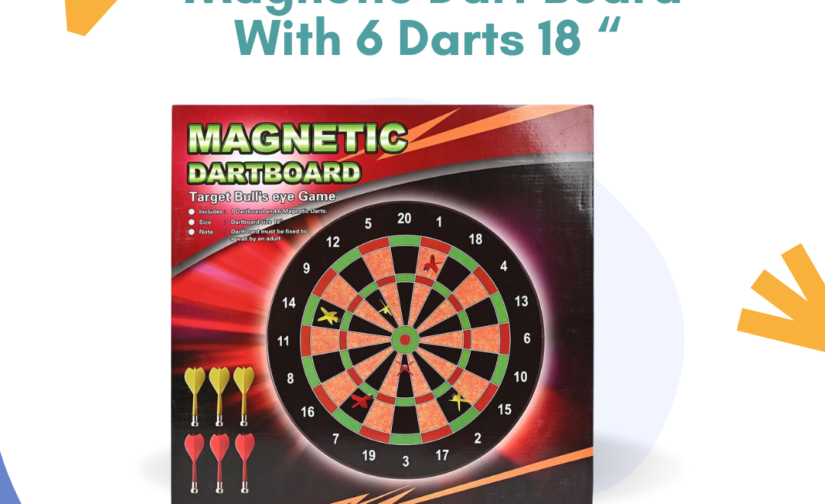 Magnetic Dart Board with 6 Darts – 18" Safe & Fun Dartboard Game for Kids & Adults