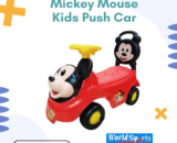Mickey Mouse Kids Push Car – Ride-On Toy for Toddlers with Steering Wheel, Music & Under-Seat Storage