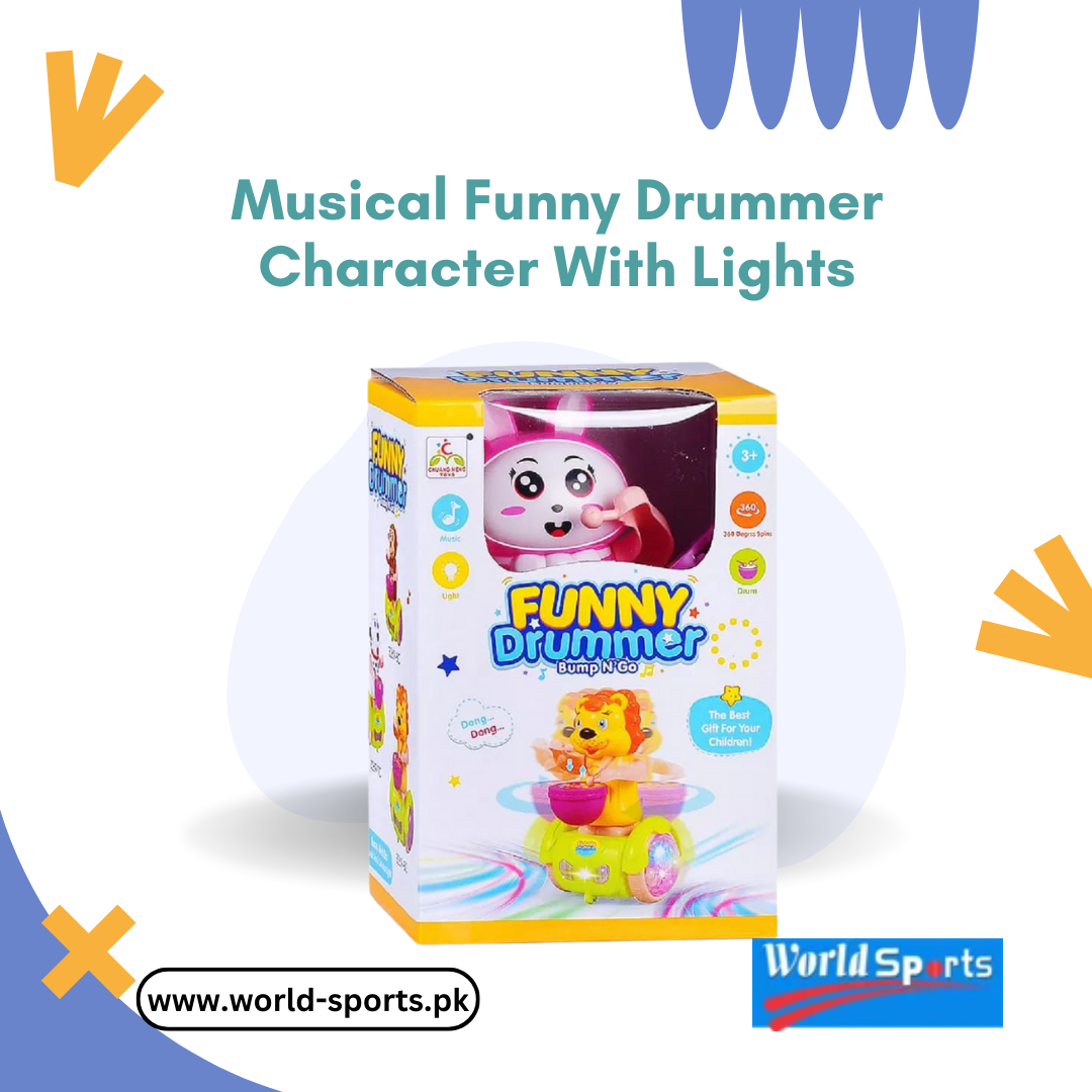 Musical Funny Drummer Character with Lights – Interactive Toy for Kids with Music, Drumming Action & LED Effects