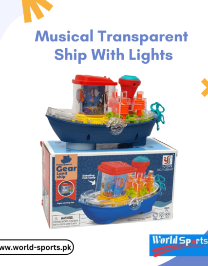 Musical Transparent Ship with Lights – Interactive Toy Ship with Music, Flashing Lights & Moving Gears