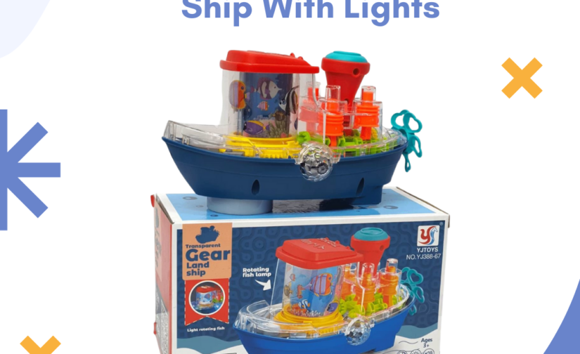 Musical Transparent Ship with Lights – Interactive Toy Ship with Music, Flashing Lights & Moving Gears