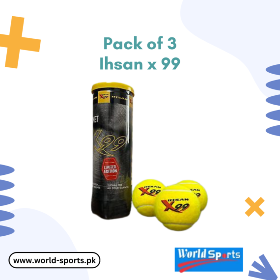 Pack of 3 Ihsan X 99 Cricket Tennis Balls | High Bounce & Durable | Ideal for Practice & Matches