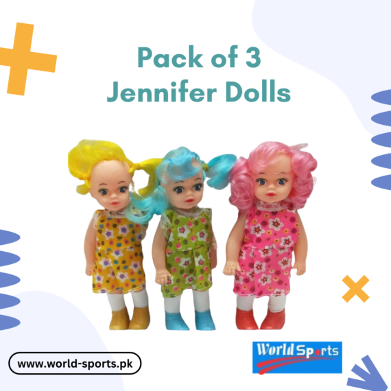 Pack of 3 Jennifer Dolls – Fashion Doll Set with Stylish Outfits & Accessories for Kids