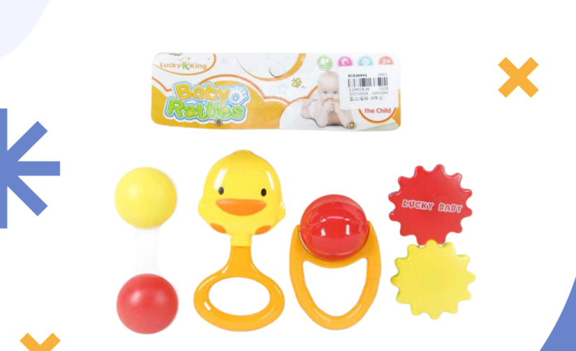 Pack of 4 Baby Rattles – Safe, Colorful, and Engaging Infant Rattle Toys for Sensory Development