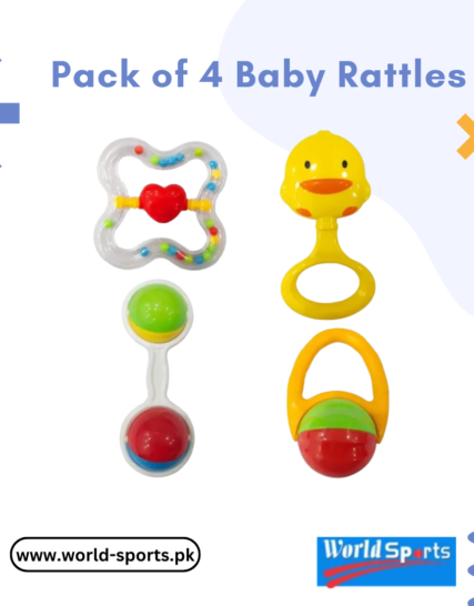 Pack of 4 Baby Rattles – Safe & Colorful Infant Rattle Toys for Sensory Development & Motor Skills