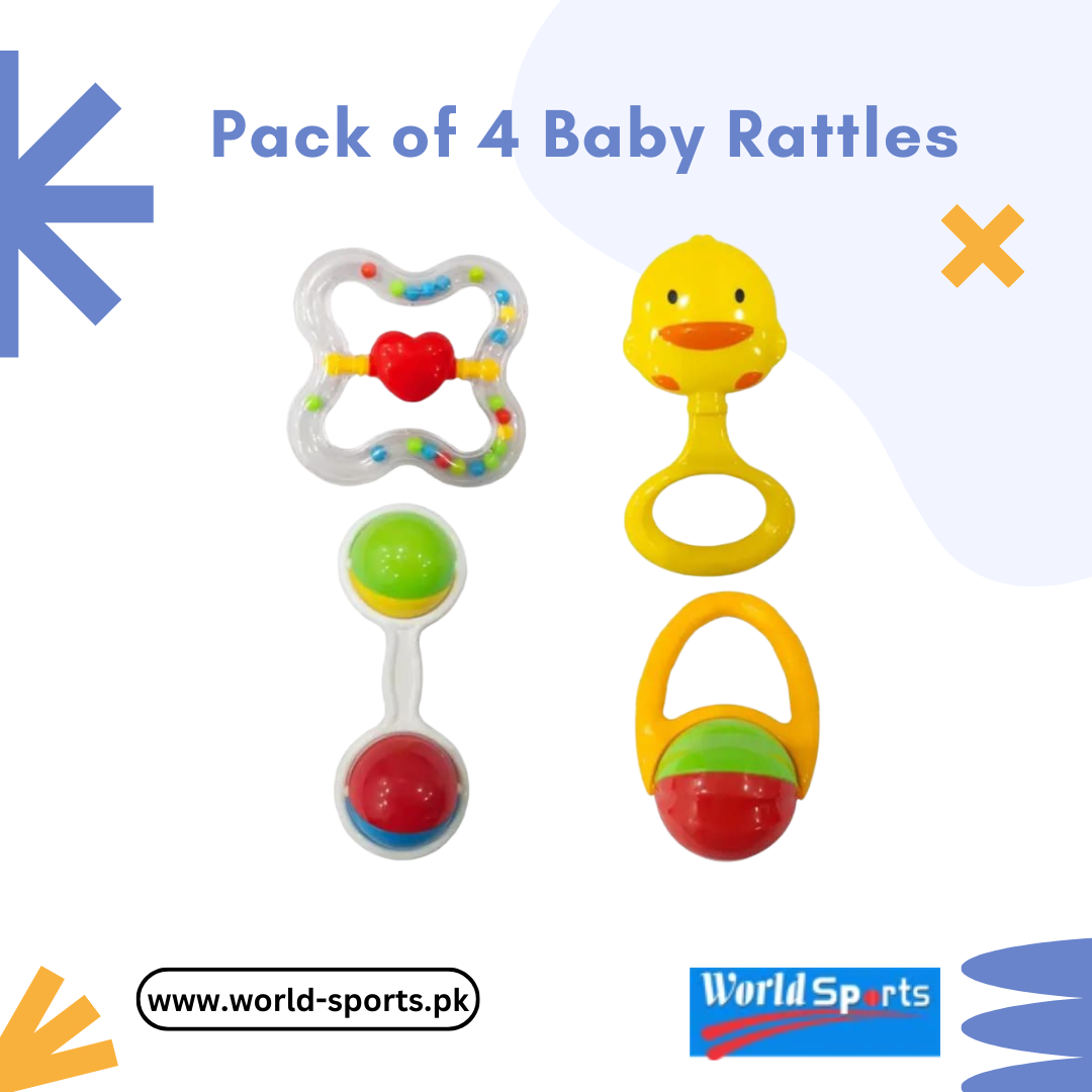 Pack of 4 Baby Rattles – Safe & Colorful Infant Rattle Toys for Sensory Development & Motor Skills