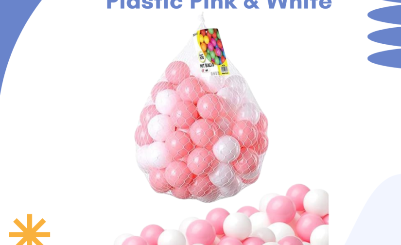 Pack of 40 Plastic Balls – Pink & White Play Balls for Kids, Ball Pit, Pool & Party