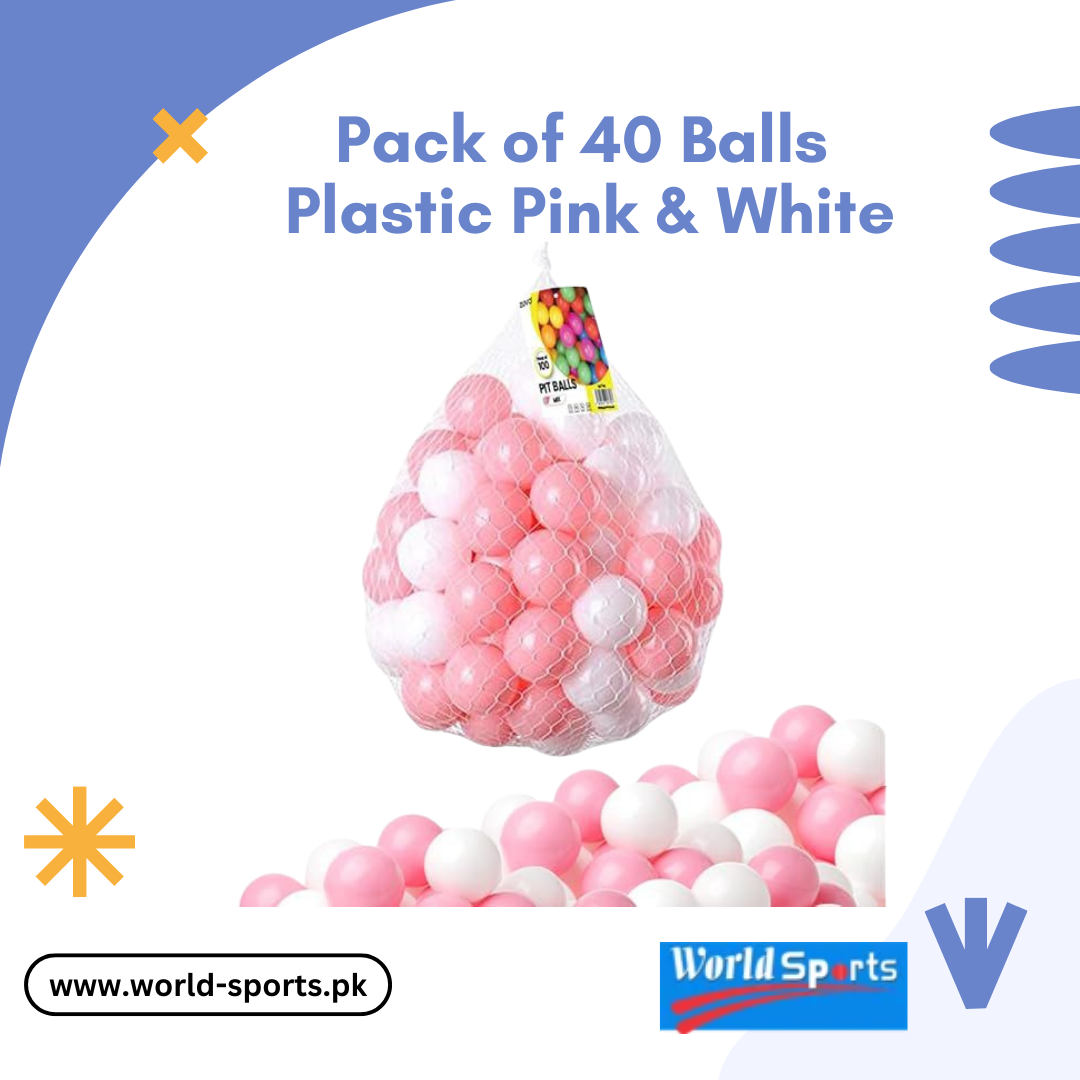 Pack of 40 Plastic Balls – Pink & White Play Balls for Kids, Ball Pit, Pool & Party