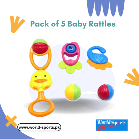Pack of 5 Baby Rattles – Safe & Colorful Infant Rattle Toys for Sensory Development & Early Learning
