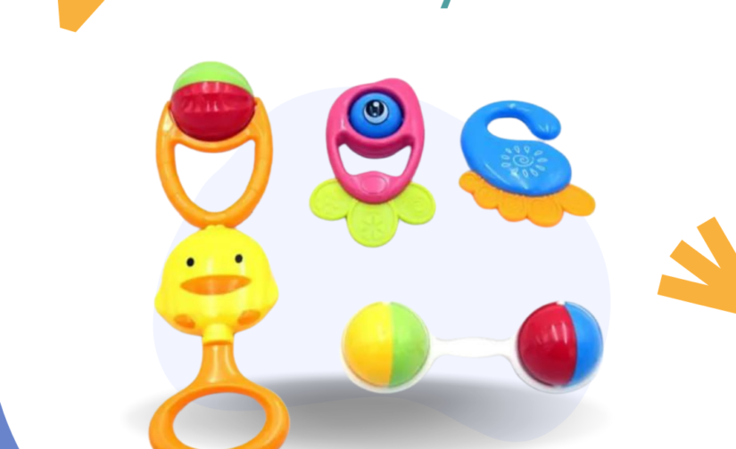 Pack of 5 Baby Rattles – Safe & Colorful Infant Rattle Toys for Sensory Development & Early Learning