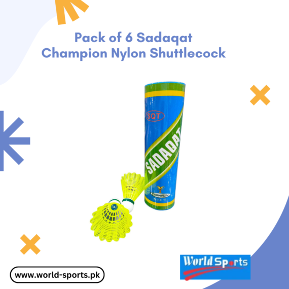 Pack of 6 Sadaqat Champion Nylon Shuttlecocks – Durable, High-Speed & Precision Flight Shuttlecocks