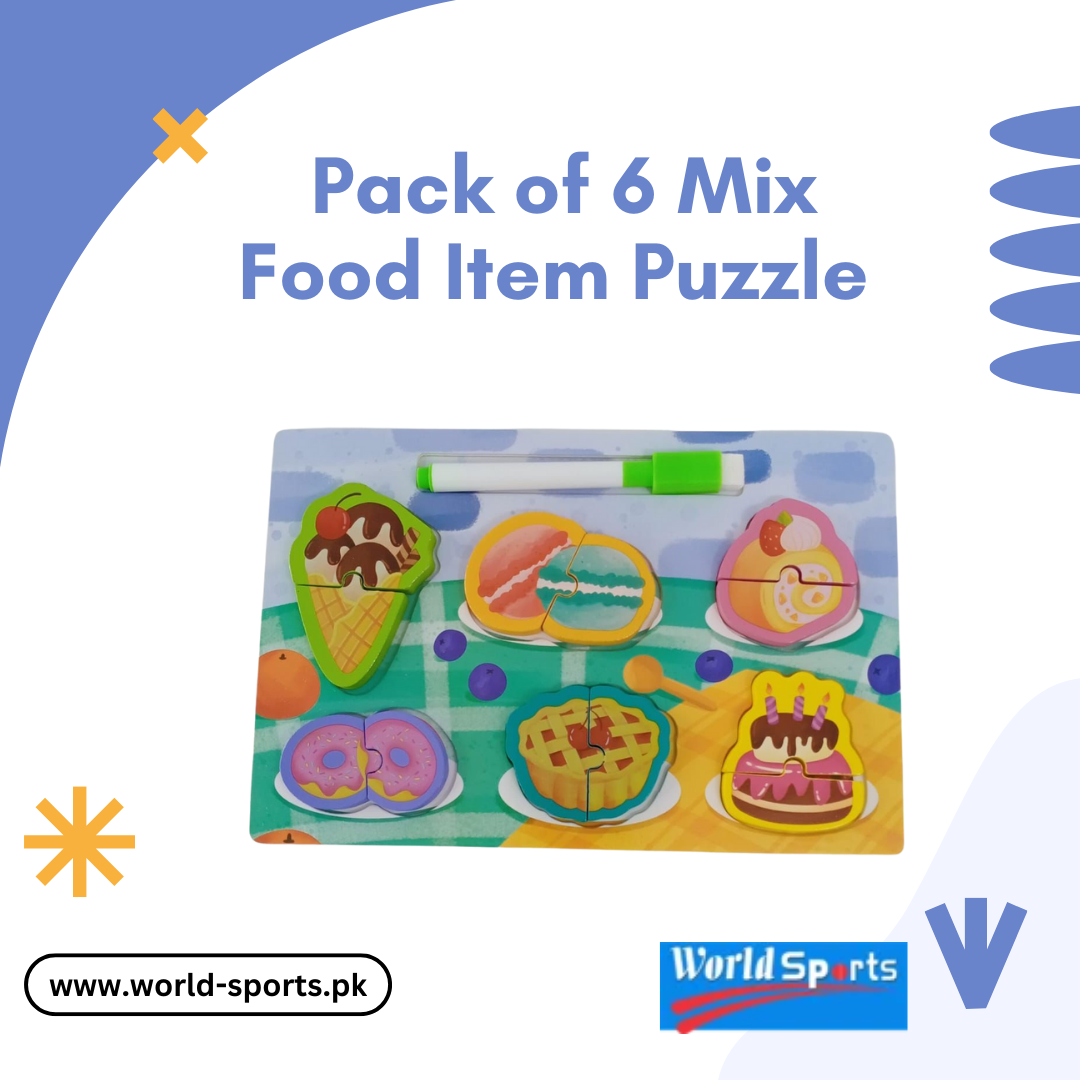 Pack of 6 Mix Food Item Puzzle – Fun & Educational Wooden Puzzle Set for Kids