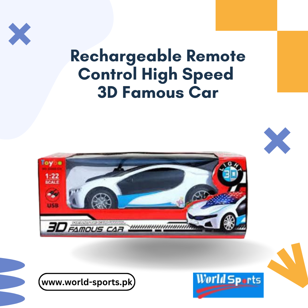Rechargeable Remote Control High-Speed 3D Famous Car – Fast RC Car with LED Lights, 360° Control & Durable Design