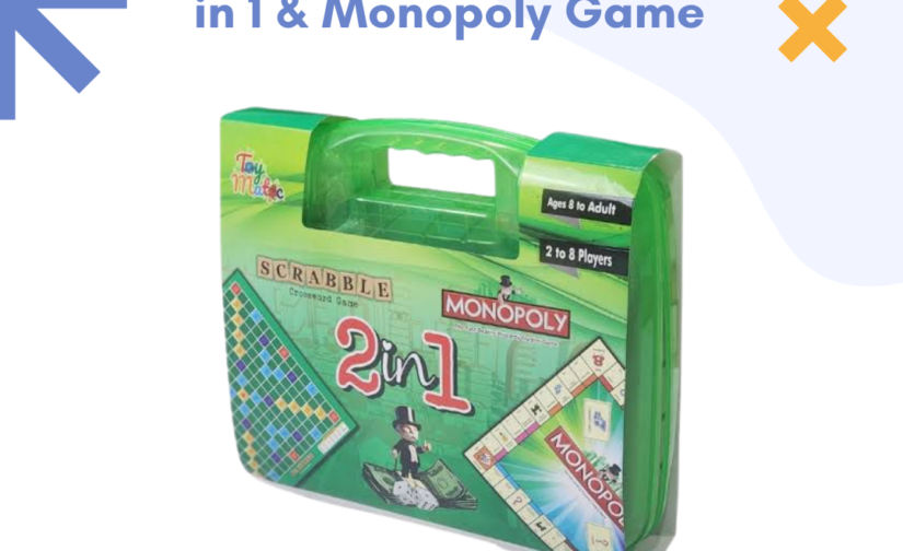 Scrabble Matic Toy 2-in-1 & Monopoly Board Game – Classic Word & Strategy Fun for Family & Friends