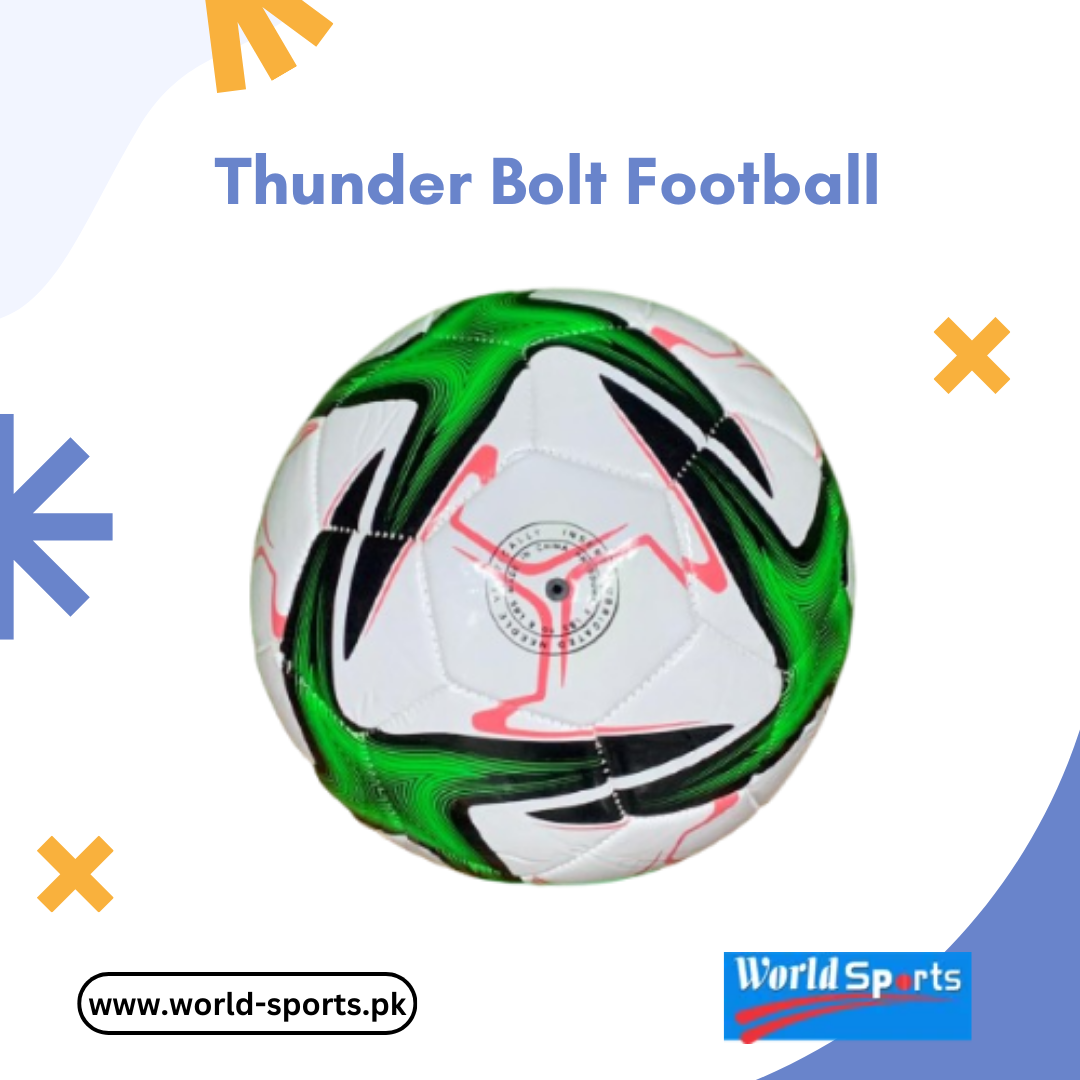 Thunder Bolt Football – Official Size 5 Soccer Ball, Durable PU Leather, Machine-Stitched for Training & Matches