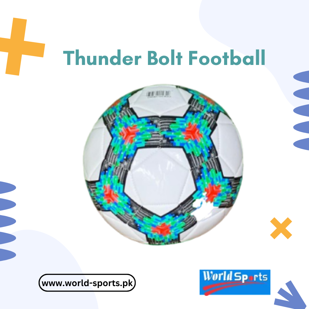 Thunder Bolt Football – Official Size 5 Soccer Ball, Durable PU Leather, Machine-Stitched for Training & Matches
