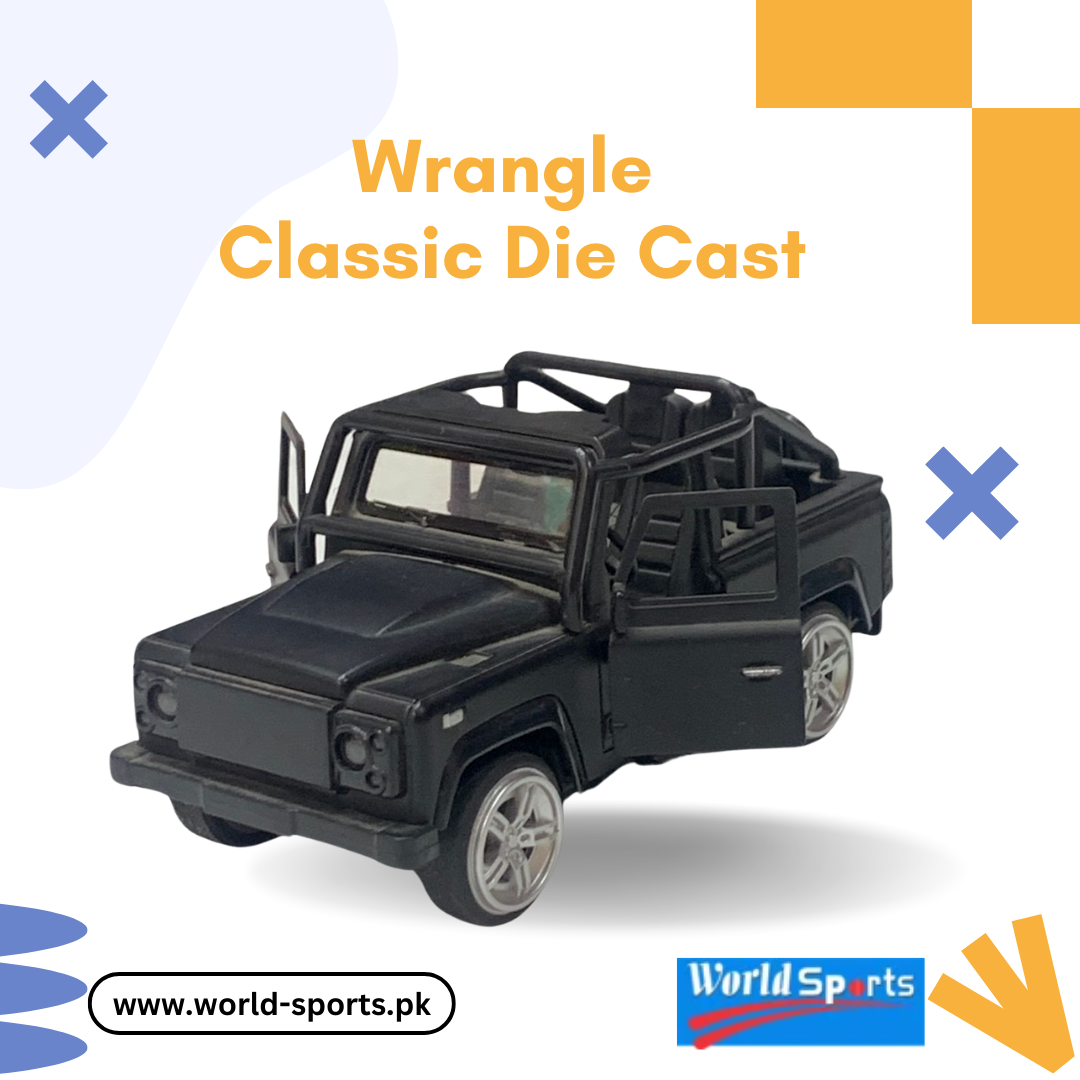 Wrangler Classic Die-Cast Model Jeep – 1:32 Scale, Metal Body, Pull-Back Action, Vintage Off-Road SUV
