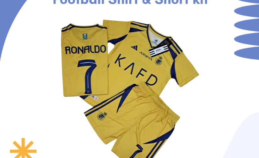 Al-Nassr Ronaldo 7 Kids Football Shirt & Shorts Kit – Official Yellow & Blue Soccer Jersey for Boys & Girls