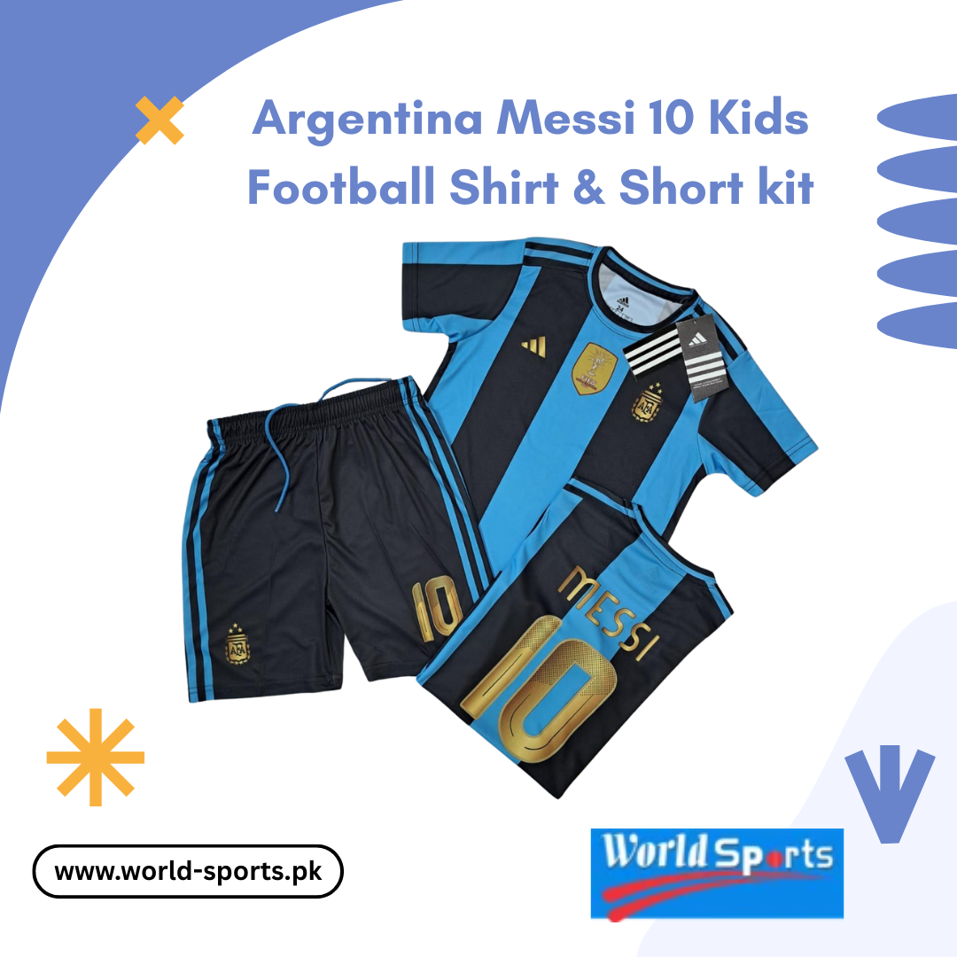 Argentina Messi 10 Kids Football Shirt & Shorts Kit – Official Blue & White Soccer Jersey for Boys & Girls