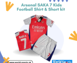 Arsenal SAKA 7 Kids Football Shirt & Short Kit – Official Fan Jersey for Young Gunners