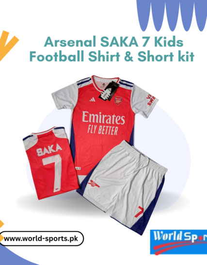Arsenal SAKA 7 Kids Football Shirt & Short Kit – Official Fan Jersey for Young Gunners