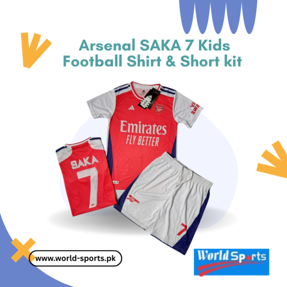 Arsenal SAKA 7 Kids Football Shirt & Short Kit – Official Fan Jersey for Young Gunners