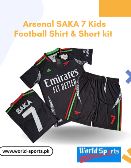 Arsenal Saka 7 Kids Football Shirt & Shorts Kit – Official Red Soccer Jersey for Boys & Girls