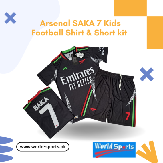 Arsenal Saka 7 Kids Football Shirt & Shorts Kit – Official Red Soccer Jersey for Boys & Girls