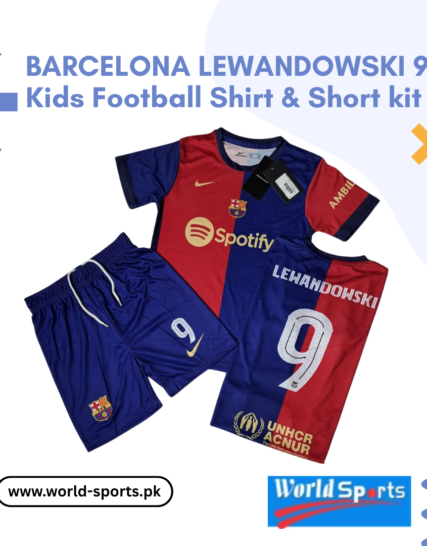 Barcelona Lewandowski 9 Kids Football Shirt & Shorts Kit – Official Blue & Red Soccer Jersey for Boys & Girls