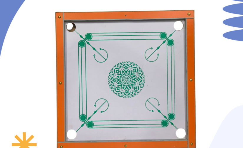Carrum Board Lasani Colored – Premium Wooden Carrom Board with Smooth Playing Surface & Striker Set