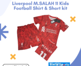 Liverpool M. Salah 11 Kids Football Shirt & Shorts Kit – Official Red Soccer Jersey for Boys & Girls