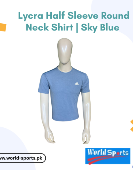 Lycra Half Sleeve Round Neck Shirt – Sky Blue | Stretchable & Breathable Casual T-Shirt for Men