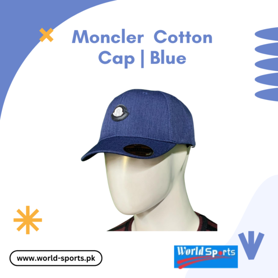 Moncler Cotton Cap | Blue | Premium Adjustable Cotton Baseball Cap for Men