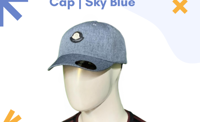 Moncler Cotton Cap | Sky Blue | Premium Adjustable Cotton Baseball Cap for Men