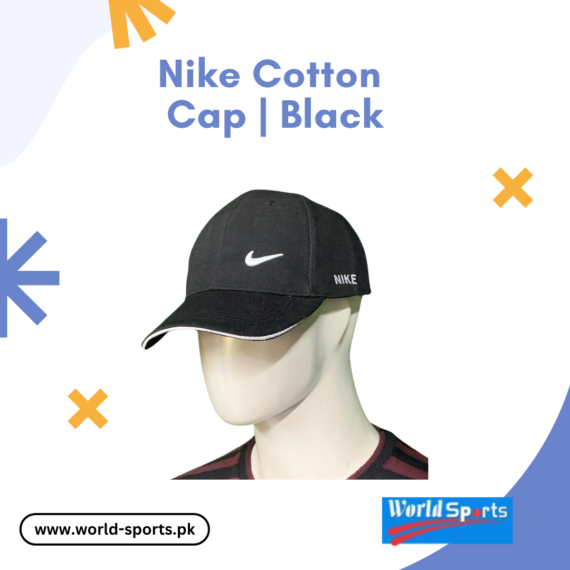 Nike Cotton Cap | Black | Adjustable & Breathable Sports Cap for Men