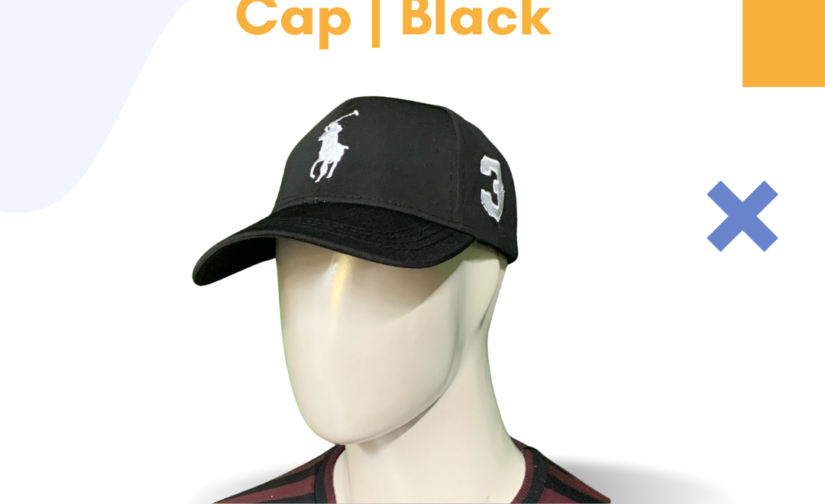 Polo Lycra Cap for Men – Stretchable & Breathable Black Sports Cap for Outdoor & Casual Wear