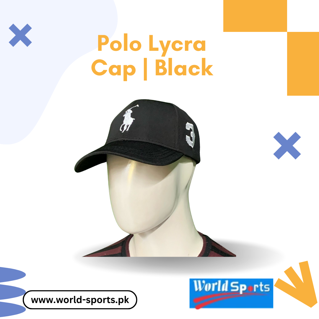 Polo Lycra Cap for Men – Stretchable & Breathable Black Sports Cap for Outdoor & Casual Wear