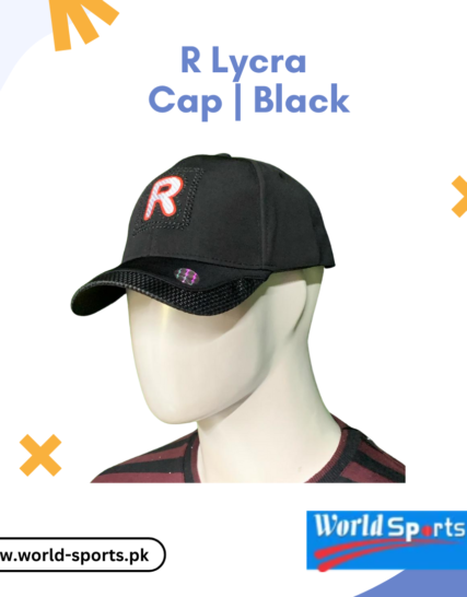R Lycra Cap | Black – Premium Stretchable & Breathable Sports Cap for Men