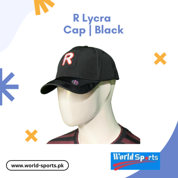 R Lycra Cap | Black – Premium Stretchable & Breathable Sports Cap for Men