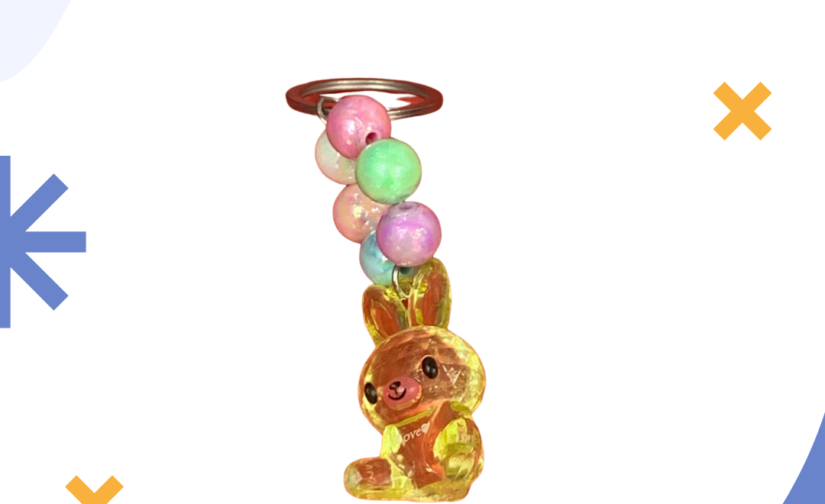 Rabbit Key Chain | Cute Fluffy Bunny Keyring | Soft Plush Key Holder