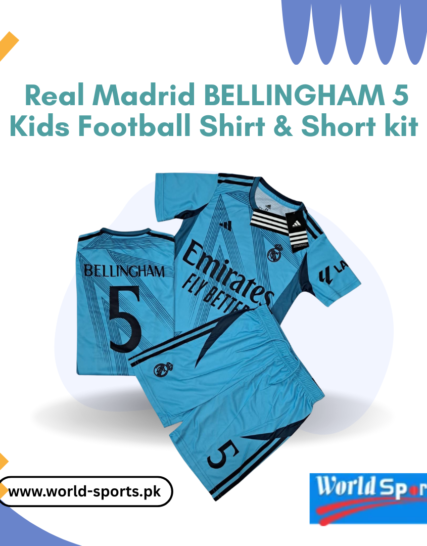Real Madrid Bellingham 5 Kids Football Shirt & Shorts Kit – Official White Soccer Jersey for Boys & Girls