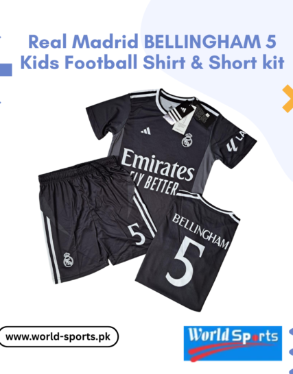 Real Madrid Bellingham 5 Kids Football Shirt & Shorts Kit – Official White Soccer Jersey for Boys & Girls