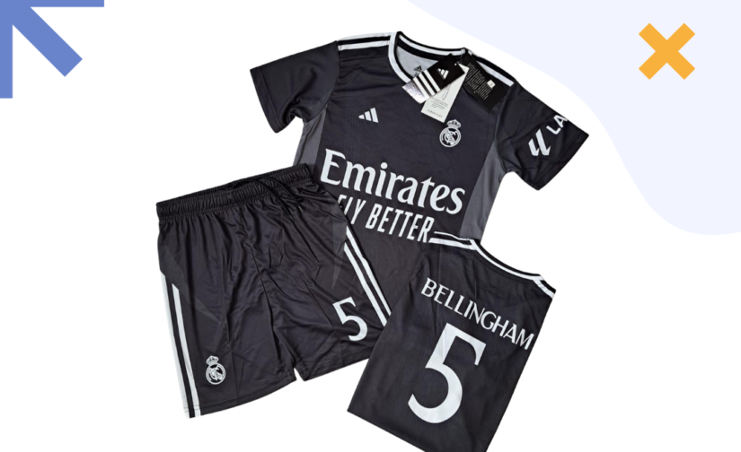 Real Madrid Bellingham 5 Kids Football Shirt & Shorts Kit – Official White Soccer Jersey for Boys & Girls