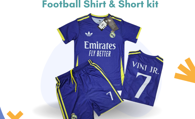 Real Madrid Vini Jr. 7 Kids Football Shirt & Shorts Kit – Official White Soccer Jersey for Boys & Girls